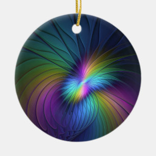 Ornamento De Cerâmica Colorida Com Arte Fractal Abstrato Moderna Azul