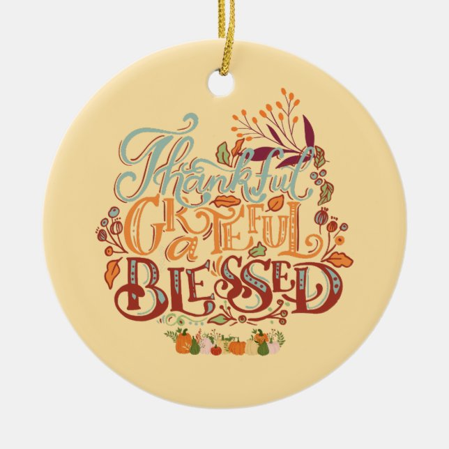 Ornamento De Cerâmica Colorida e Rústica Graças Abençoada (Frente)