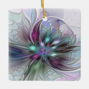 Ornamento De Cerâmica Colorida Fantasy Abstrato Moderna Flor Fractal