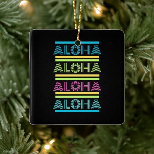 Ornamento De Cerâmica Colorida Moderna Natal Havaiana ALOHA (Árvore)