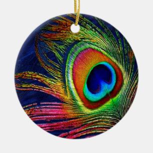 Ornamento De Cerâmica Colorida Peacock Feather Impressão