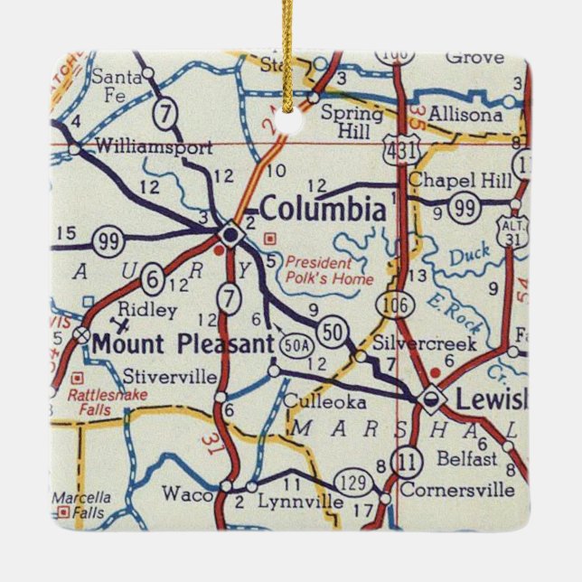 Ornamento De Cerâmica Columbia TN (Verso)