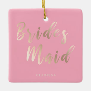 Ornamento De Cerâmica Coluna de dourada e rosa pastel elegante