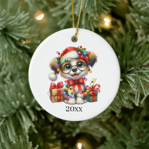 Ornamento De Cerâmica Cólvora cômoda adiciona data e mensagem Natal