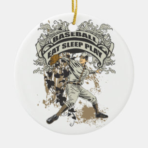 Ornamento De Cerâmica Coma, durma, jogue o basebol