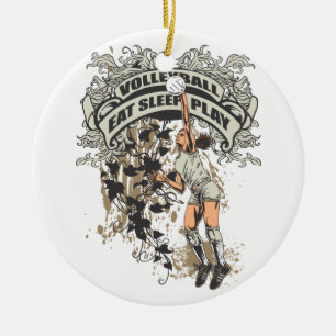 Ornamento De Cerâmica Coma, durma, jogue o voleibol