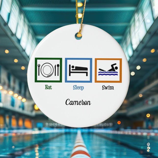 Ornamento De Cerâmica Coma Natação do sono Engraçado Nadador Natal (Criador carregado)