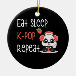 Ornamento De Cerâmica Coma o KP-Pop do Sono Repetir o KPop Panda