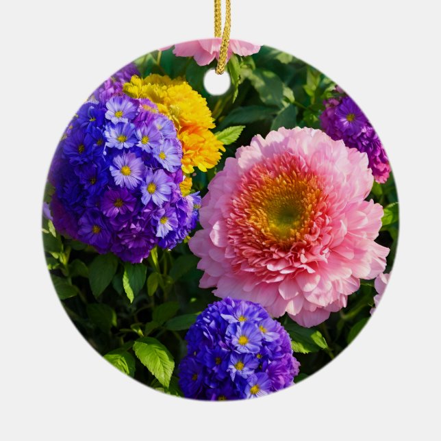 Ornamento De Cerâmica Combinação de Flores (Frente)