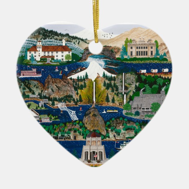 Ornamento De Cerâmica Comemorando o desfiladeiro do Rio Columbia (Frente)