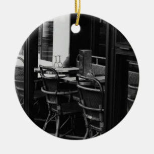 Ornamento De Cerâmica Comensal parisiense preto e branco