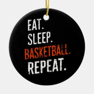 Ornamento De Cerâmica Comer Sono Basquetebol Repetir Retro Vintage