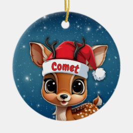 Ornamento De Cerâmica Comet Baby Deer, Fawn, Doe, Reindeer 🦌🎄