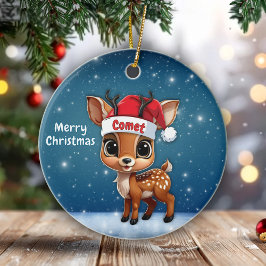 Ornamento De Cerâmica Comet Whimsical Reindeer Baby Woodland Animal 🦌🎄