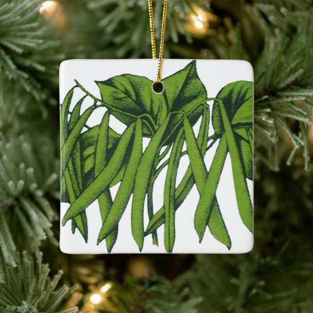 Ornamento De Cerâmica Comida de vindima, feijões verdes orgânicos (Árvore)