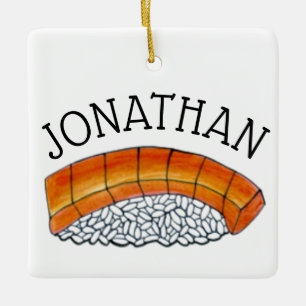Ornamento De Cerâmica Comida Japonesa Sushi Salmon Nigiri Personalizado
