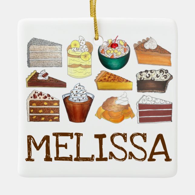 Ornamento De Cerâmica Comidas da padaria do sul dos EUA (Frente)