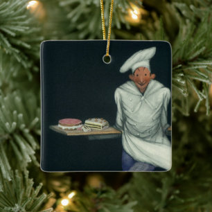 Ornamento De Cerâmica Comidas de vindima, padeiro com pastelaria