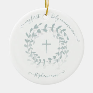 Ornamento De Cerâmica Communion Sage Wreath e Cross