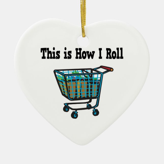 Ornamento De Cerâmica Como eu rolo carrinho de compras (Frente)