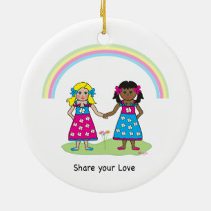 Ornamento De Cerâmica Compartilhe o Amor - Igualdade para Todos
