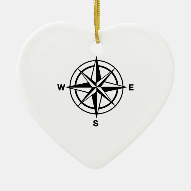 Ornamento De Cerâmica Compass Náutico (Frente)