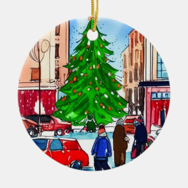 Ornamento De Cerâmica Compra de Natal (Frente)