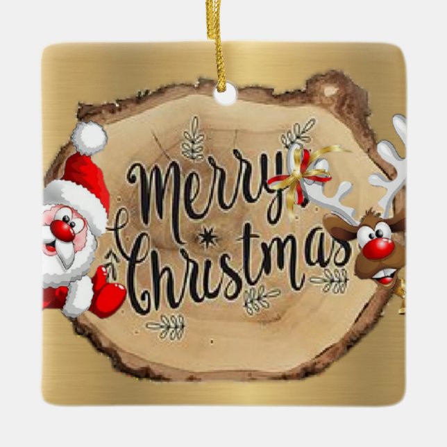 Ornamento De Cerâmica con papá Noel elegante (Frente)