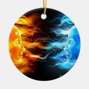 Ornamento De Cerâmica Conceito das caras dos opostos