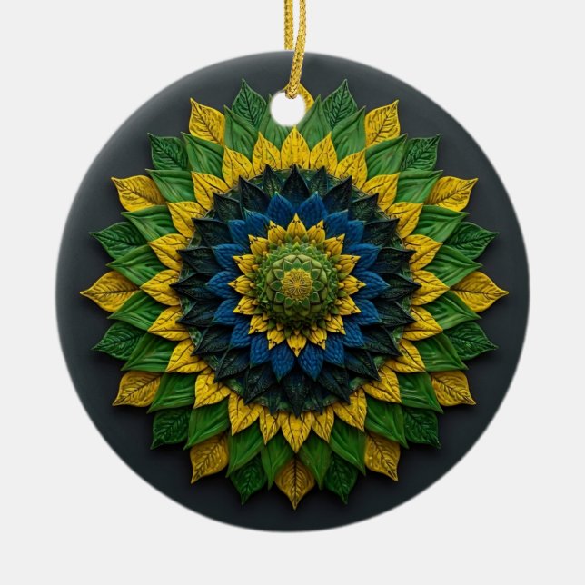 Ornamento De Cerâmica Concentric Solar Foliage - Ceramic Ornament (Frente)