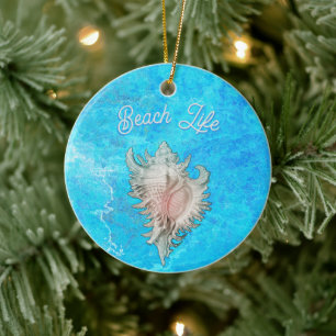 Ornamento De Cerâmica Conch Shell "Beach Life"
