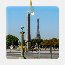 Ornamento De Cerâmica Concorde Luxor Obelisk e Eiffel Tower - Paris