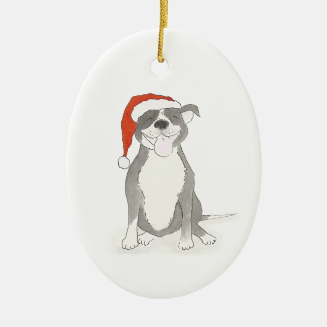Ornamento De Cerâmica Condecoração de Natal de Staffie (Frente)