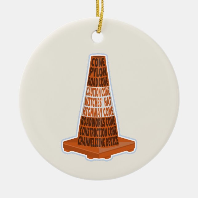 Ornamento De Cerâmica Cone Orange Taraffic cone (Frente)