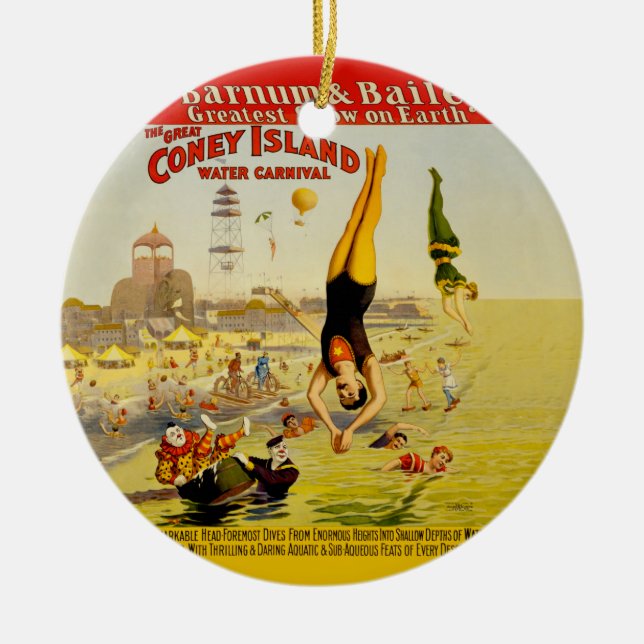 Ornamento De Cerâmica Coney Island Sideshow Poster (Frente)