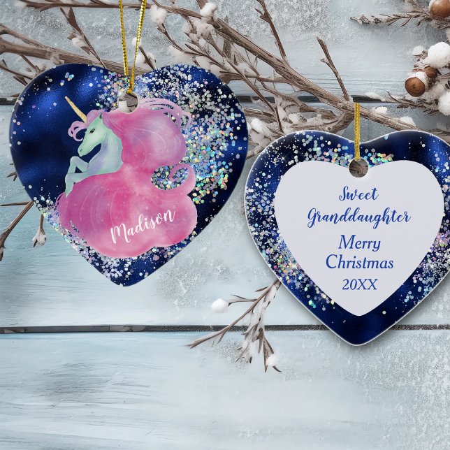 Ornamento De Cerâmica Confetti Sky Pink Unicorn (Criador carregado)