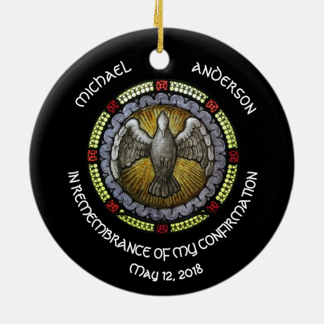 Ornamento De Cerâmica Confirmação RCIA do Vidro Conservado Espírito Sant (Traseira)