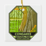 Ornamento De Cerâmica Congaree National Park South Carolina Retro<br><div class="desc">Trabalho de arte do vetor do Congaree. O parque preserva a maior mancha de floresta de madeira de folhosas que cresceu nos Estados Unidos.</div>