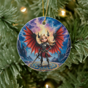 Ornamento De Cerâmica Conheça Emberlyn — a Guardiã do Caos Sorridente