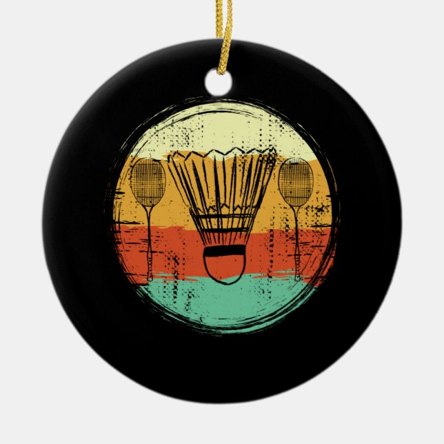 Ornamento De Cerâmica Conjunto de Badminton Antigo (Frente)