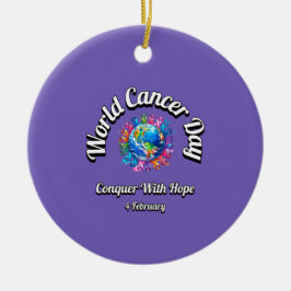 Ornamento De Cerâmica Conquiste Com Esperança. Dia Mundial do Cancer.