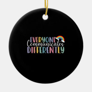 Ornamento De Cerâmica Conscientização do Autismo Todos Comunicam de Mane
