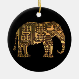 Ornamento De Cerâmica Conselho de Circuito de Elefante de Cobre