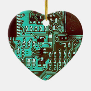 Ornamento De Cerâmica Conselho de circuito impresso azul Teal Geek PCB