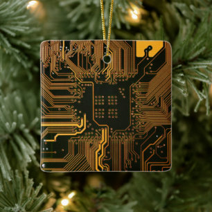 Ornamento De Cerâmica Conselho Nerd de saída PCB Laranja Circuito Eletrô