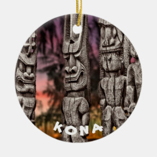 Ornamento De Cerâmica Conselho Tribal Tiki, 2 lados,