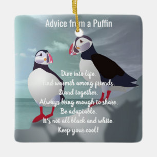 Ornamento De Cerâmica Conselhos de um Design Puffin