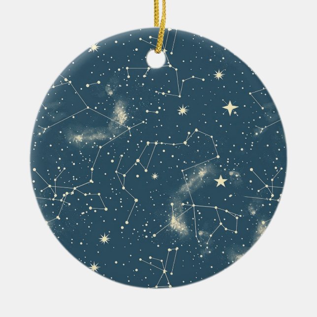 Ornamento De Cerâmica Constelação Celestial - Noite Estelar (2) (Frente)