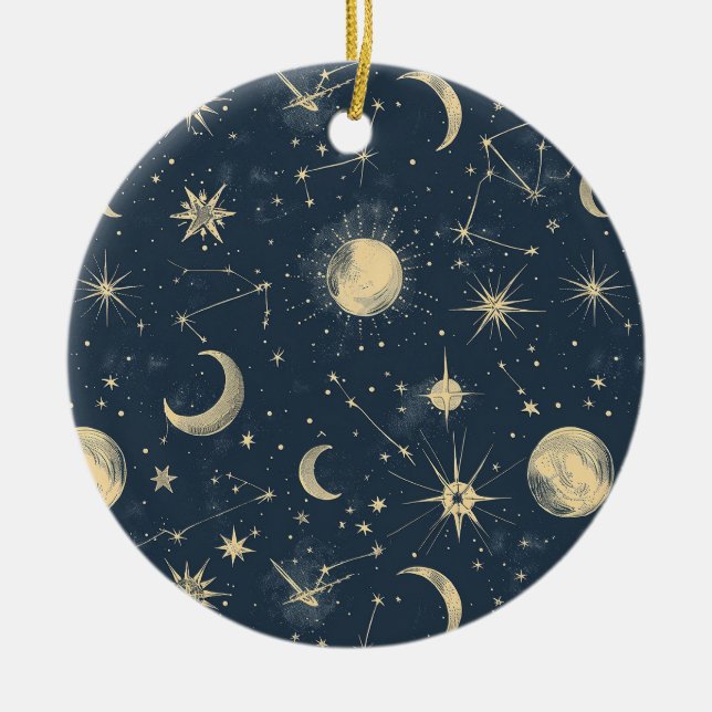 Ornamento De Cerâmica Constelação Celestial - Noite Estelar (3) (Frente)