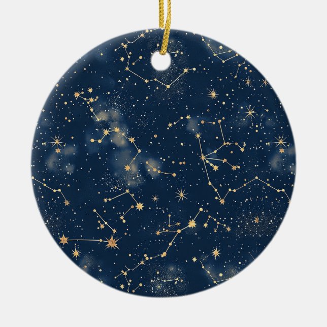Ornamento De Cerâmica Constelação Celestial - Noite Estelar (5) (Frente)